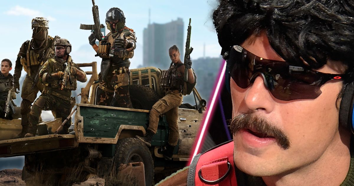 An image of Dr Disrespect next to some COD soldiers