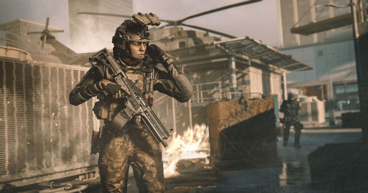 Modern Warfare 3 raising hand near helment with opponent in background