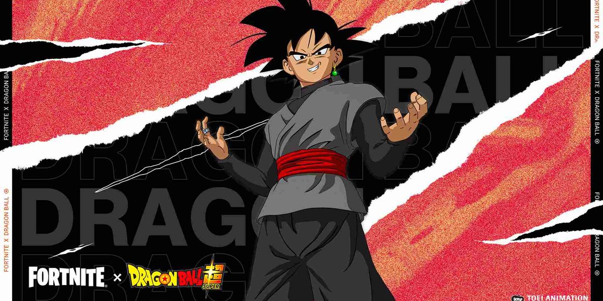 Goku Black skin in promotional art from Fortnite.
