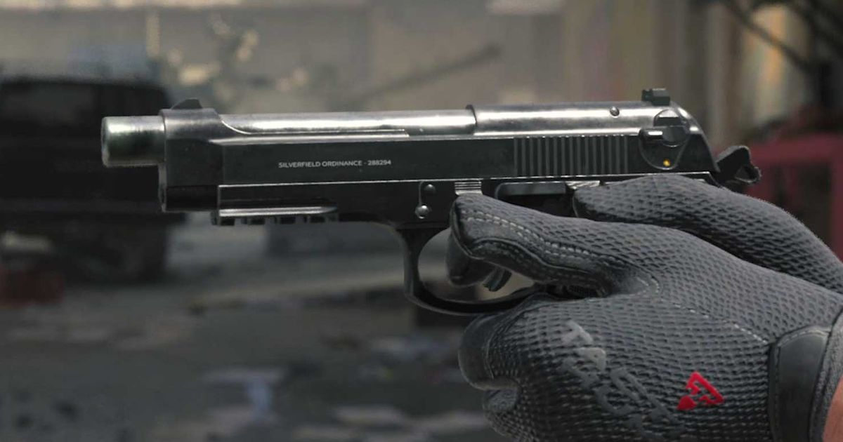 Modern Warfare 3 Renetti pistol being held by player wearing gloves