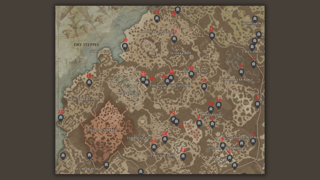 All dungeons in Dry Steppes