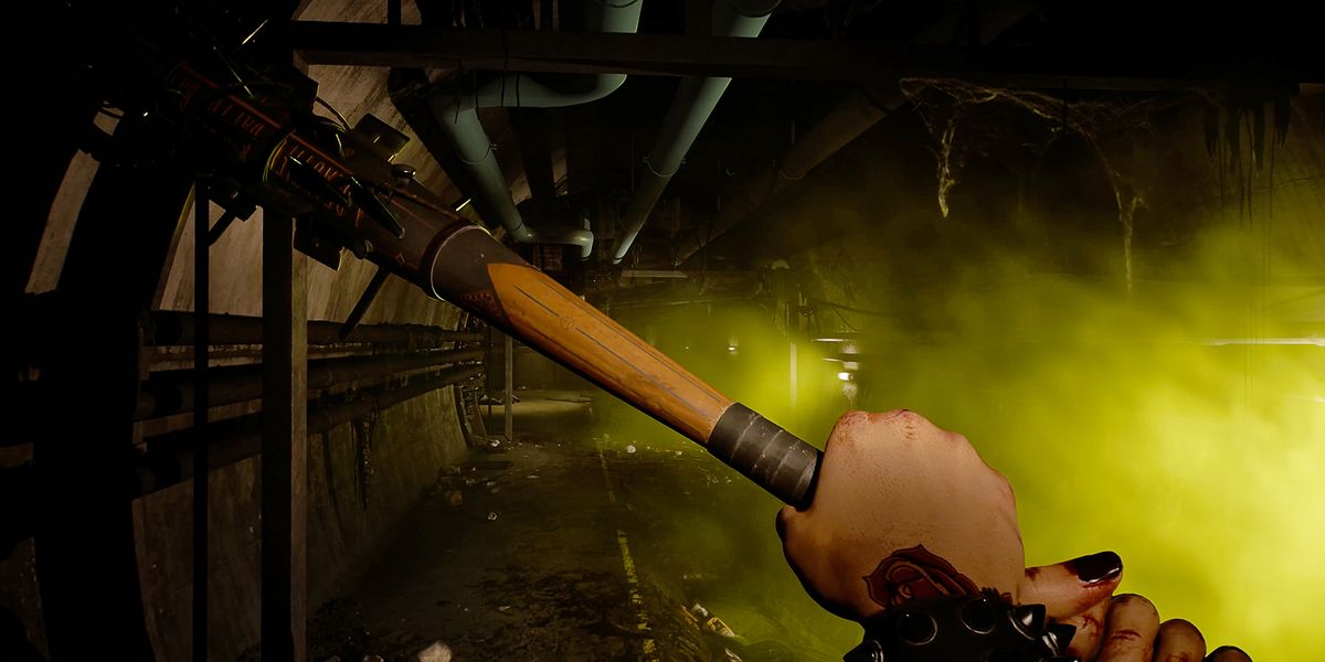 Screenshot of Dead Island 2 player holding modified baseball bat