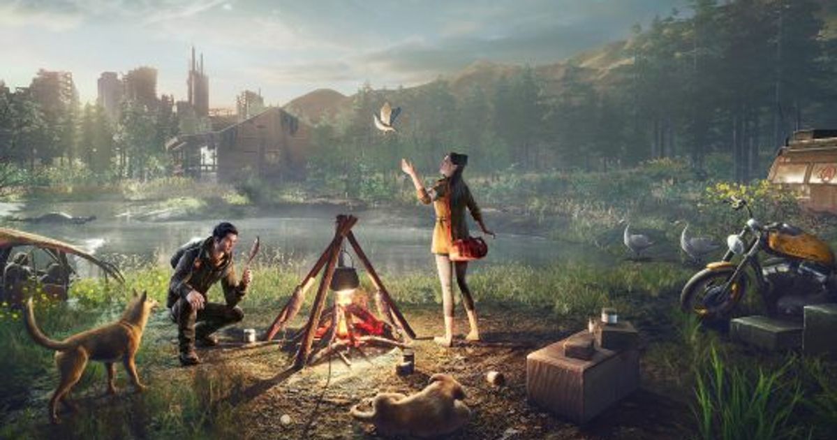 An official image of the Undawn game with survivors camping. 