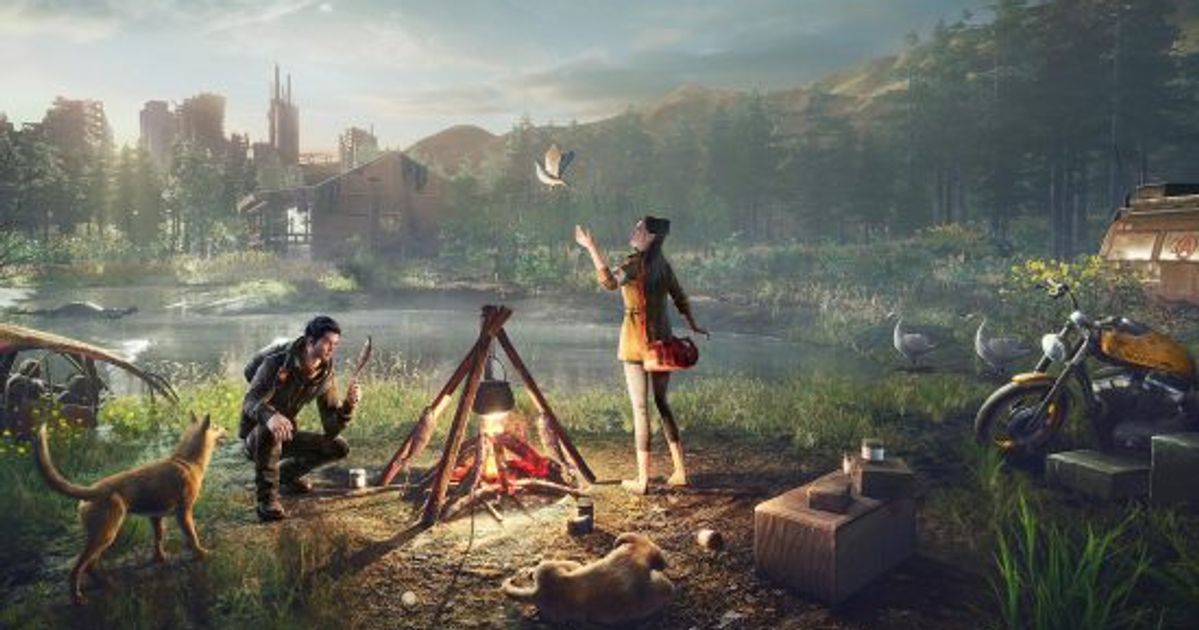 An official image of the Undawn game with survivors camping. 