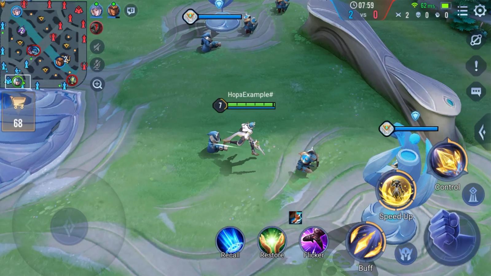 In-game screenshot of Arena of Valor featuring a visual inside the player's base.