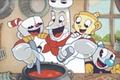 The Cuphead: The Delicious Last Course characters enjoying making a soup together.