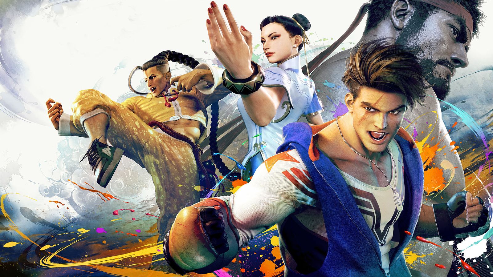 A promotional image for Street Fighter 6 including some of its characters. 