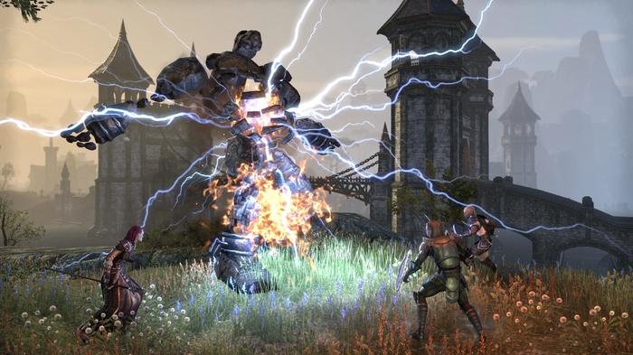Image of several players battling a boss in The Elder Scrolls Online