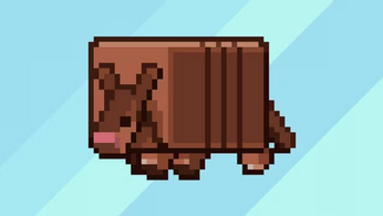 Art of an armadillo stylised as a Minecraft character