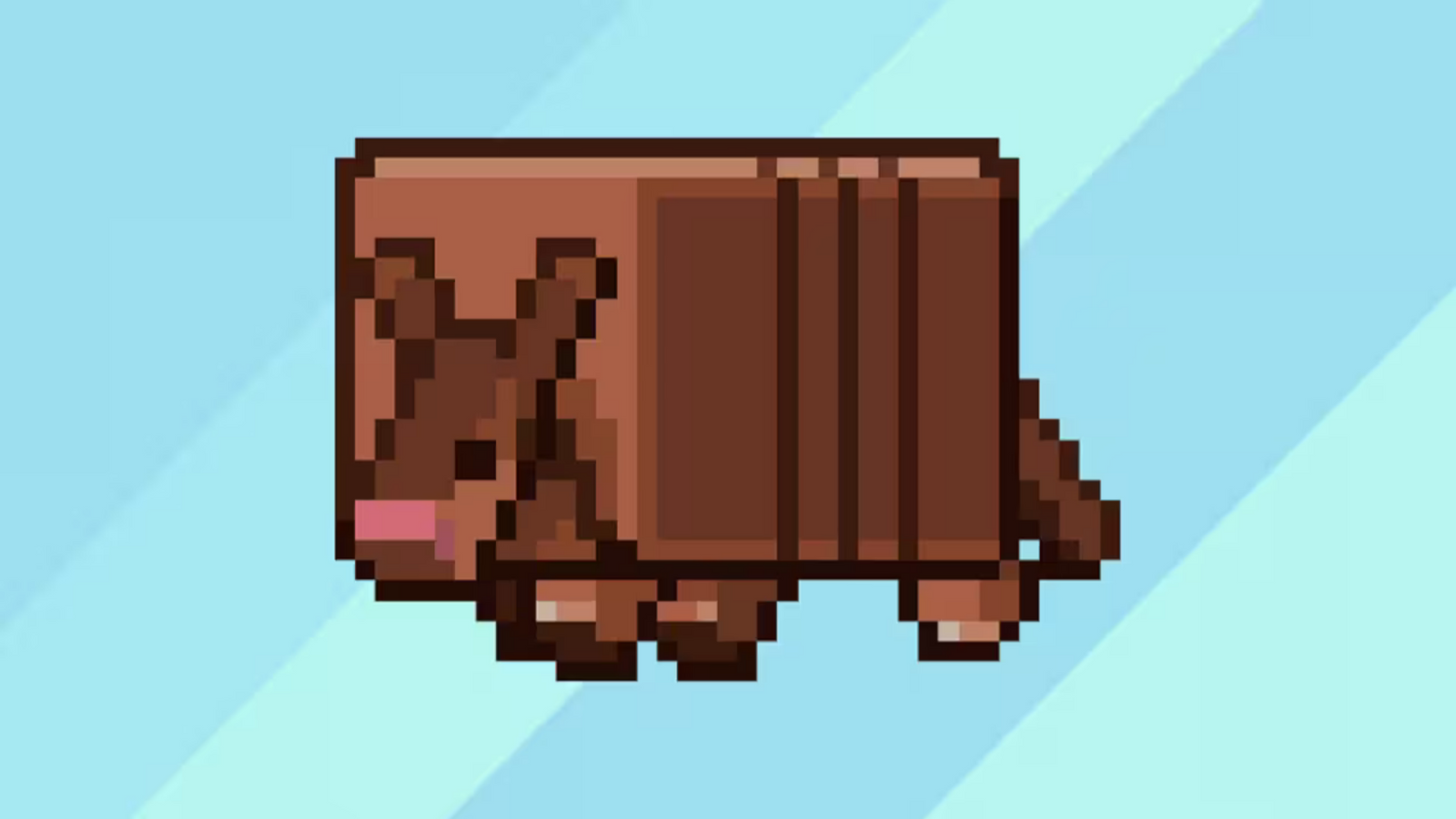 Art of an armadillo stylised as a Minecraft character