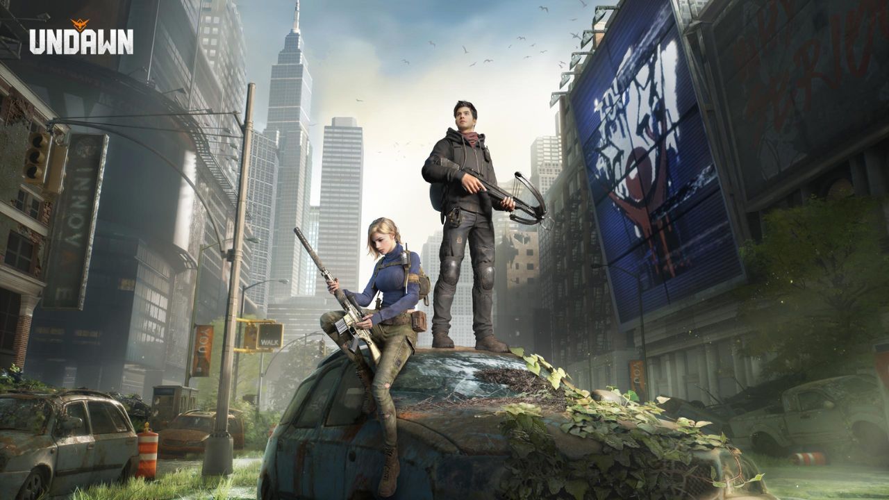 Characters stood in a destroyed city in Undawn.