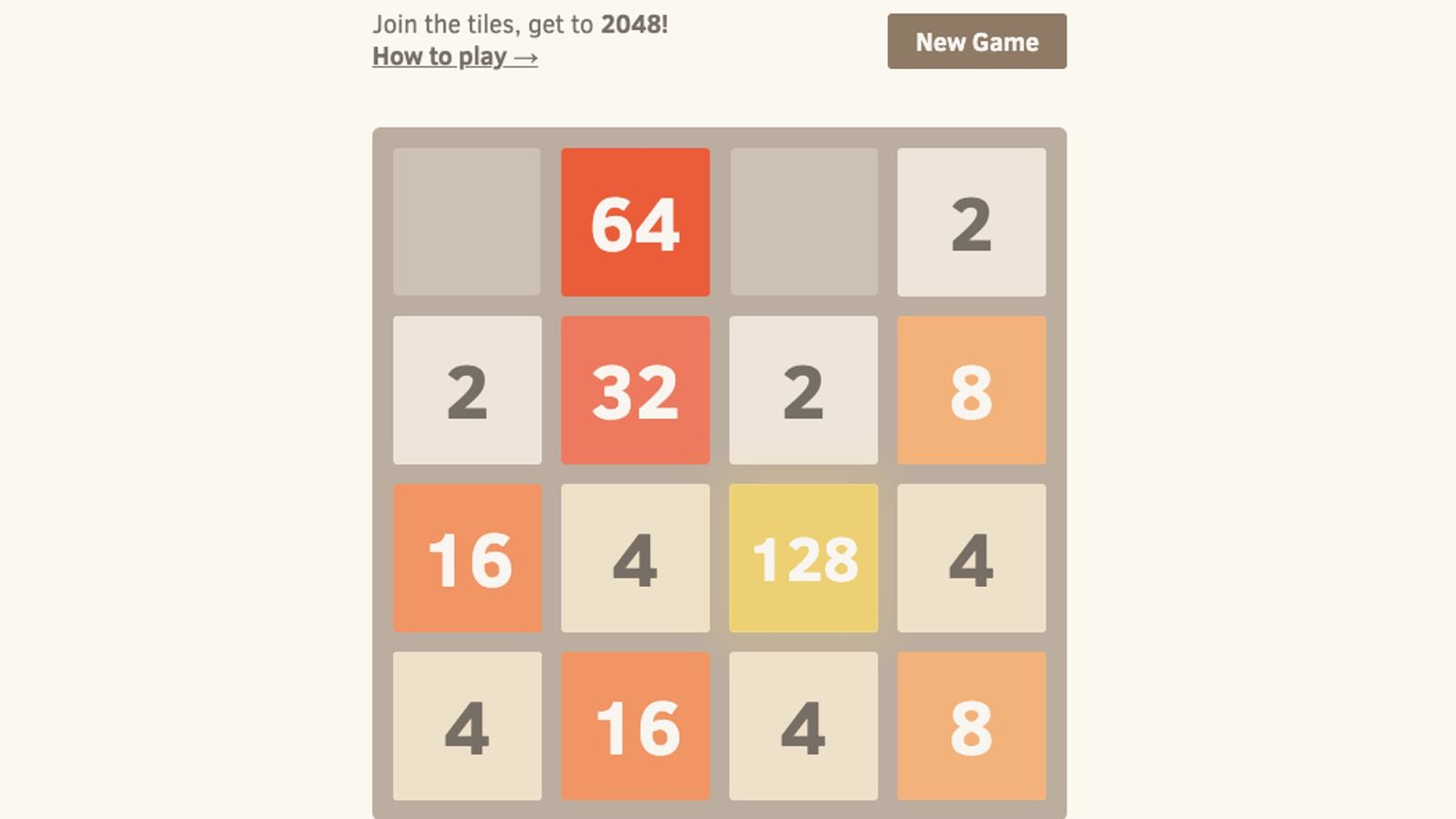 Image of a match in progress in 2048.