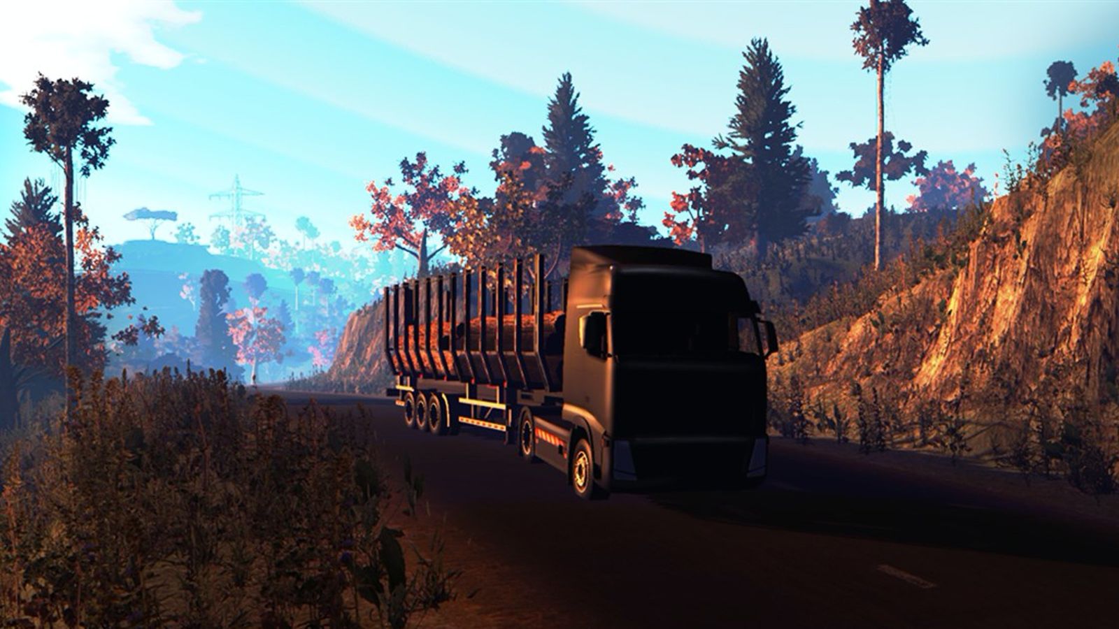 Image of a truck driving a country road in Euro Truck Simulator 2022.