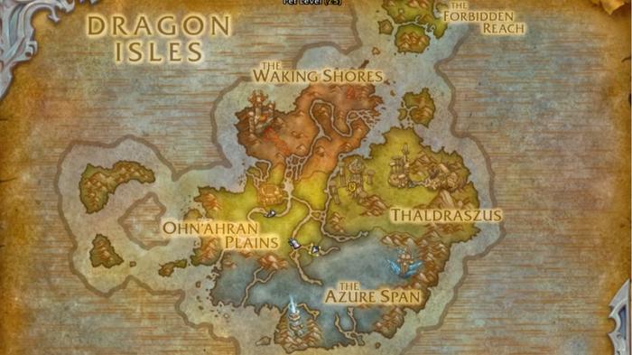 Dragon Isles map in WoW: Dragonflight. 