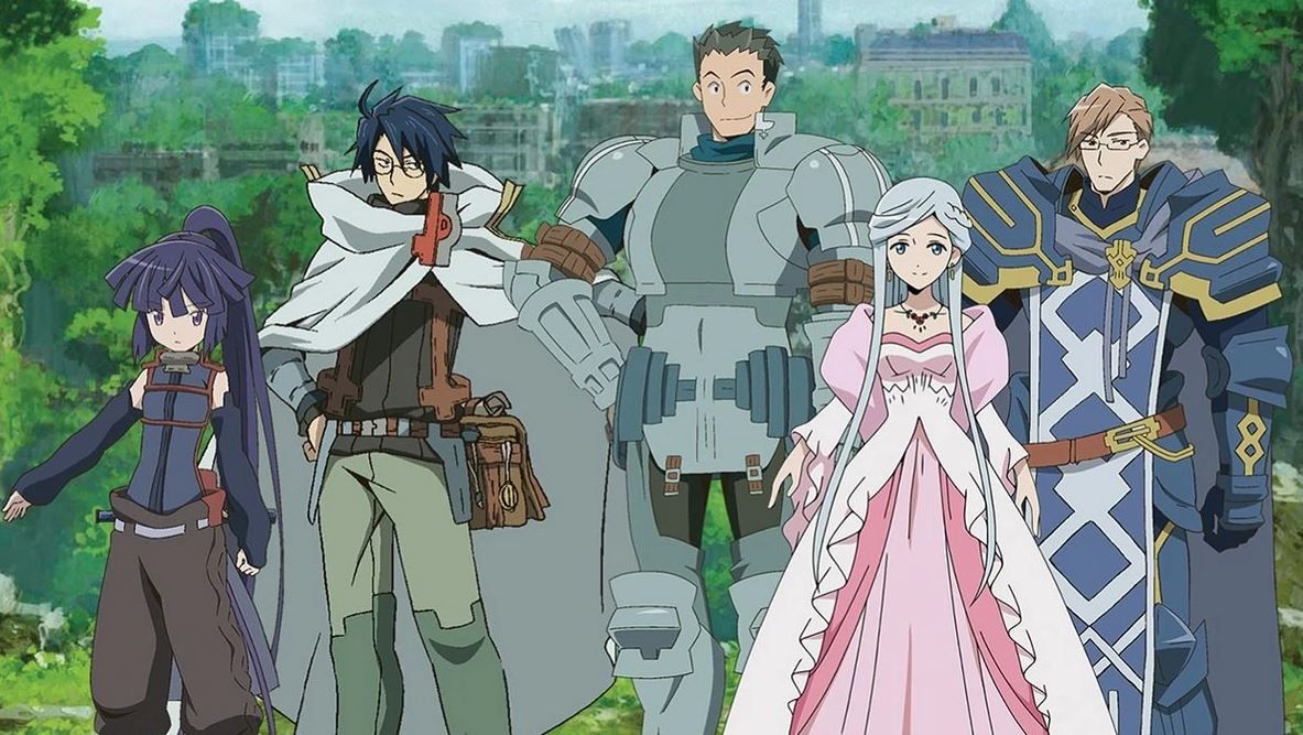 A group of five people are stood together; an assassin, a ranger, a knight, a princess and a paladin.