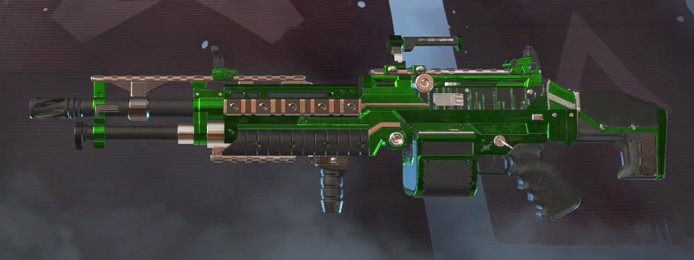 Screenshot of Apex Legends M600 Spitfire with green skin equipped