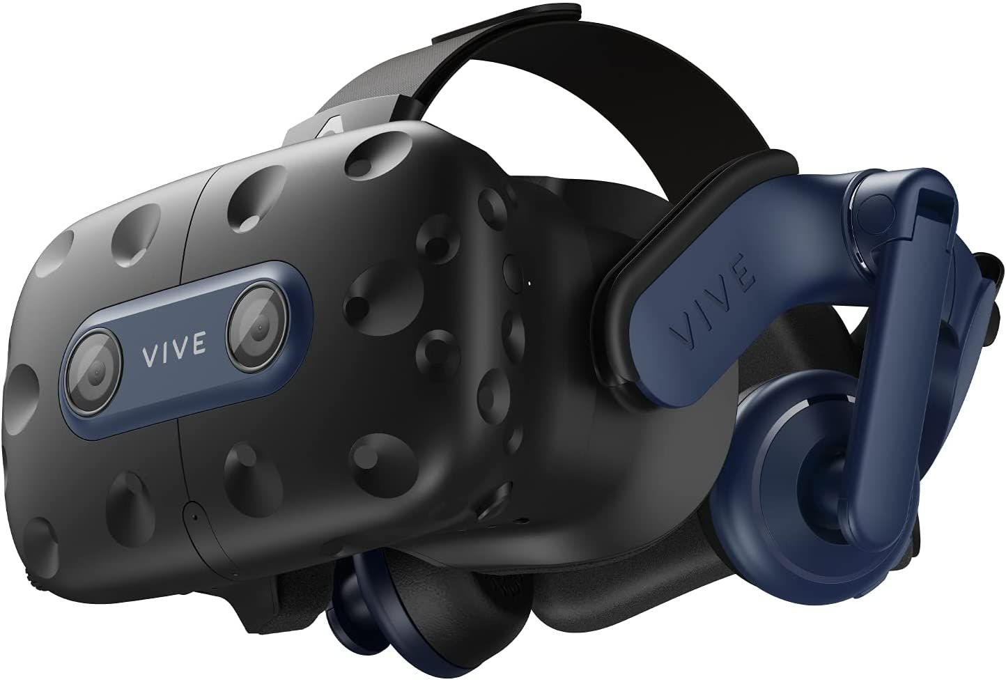 HTC VIVE Pro 2 product image of a black VR headset with dark blue accents.