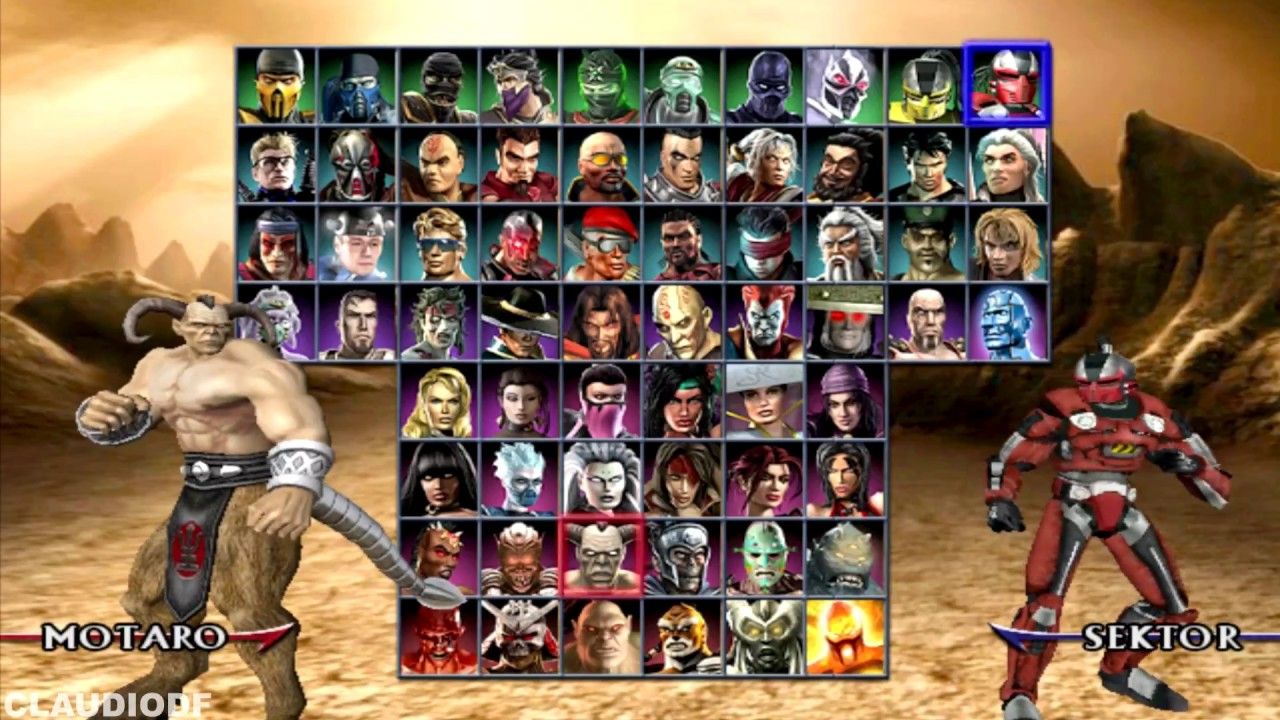 The roster for Mortal Kombat: Armageddon in game.