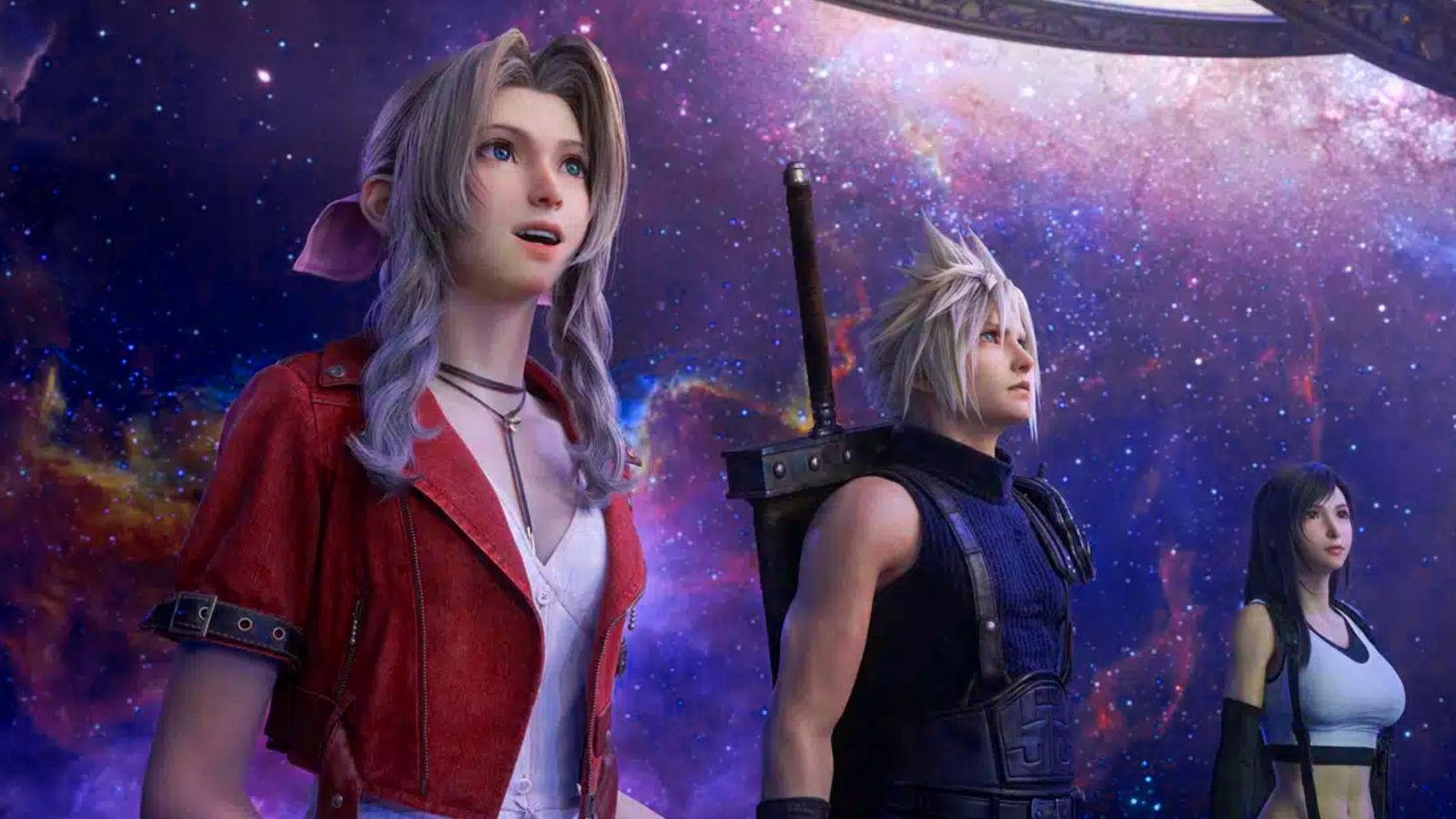 Cloud, Aerith and Tina in Final Fantasy 7 Rebirth 