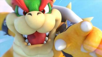 Bowser pointing at an enemy in Super Mario RPG