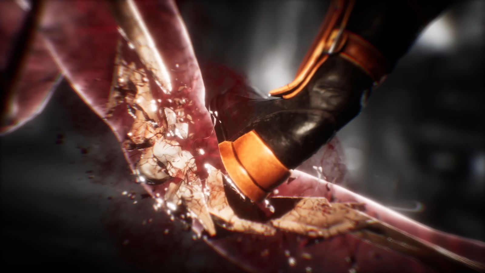 A graphic of a player's leg being broken in Mortal Kombat 1