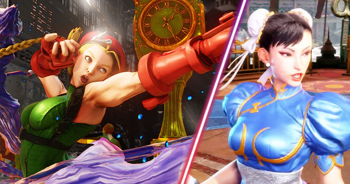 Some characters from Street Fighter V and Street Fighter 6.