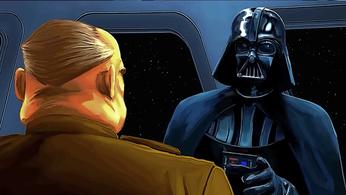 Star Wars: Dark Forces Remaster cutscene: Darth Vader stood in front of a soldier
