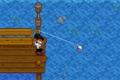 Stardew Valley player fishing at end of pier