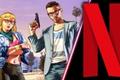 Some possible GTA 6 characters and the Netflix logo.
