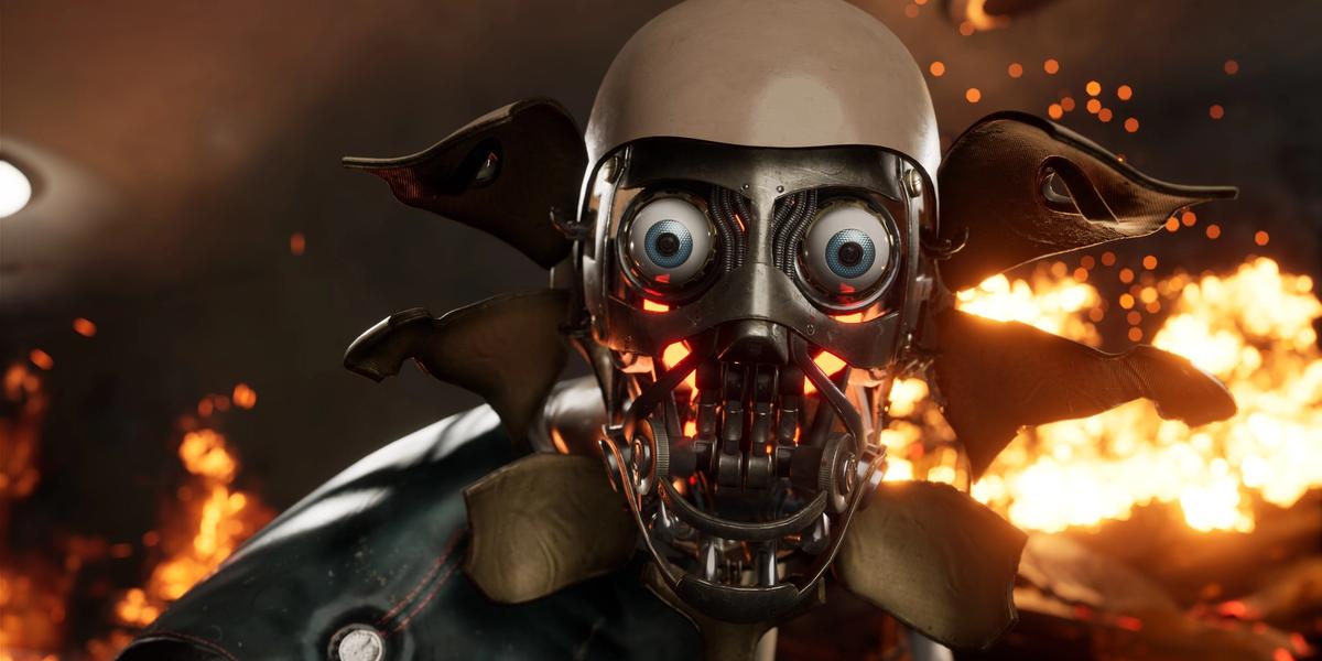 A robot with its inner face exposed in Atomic Heart.