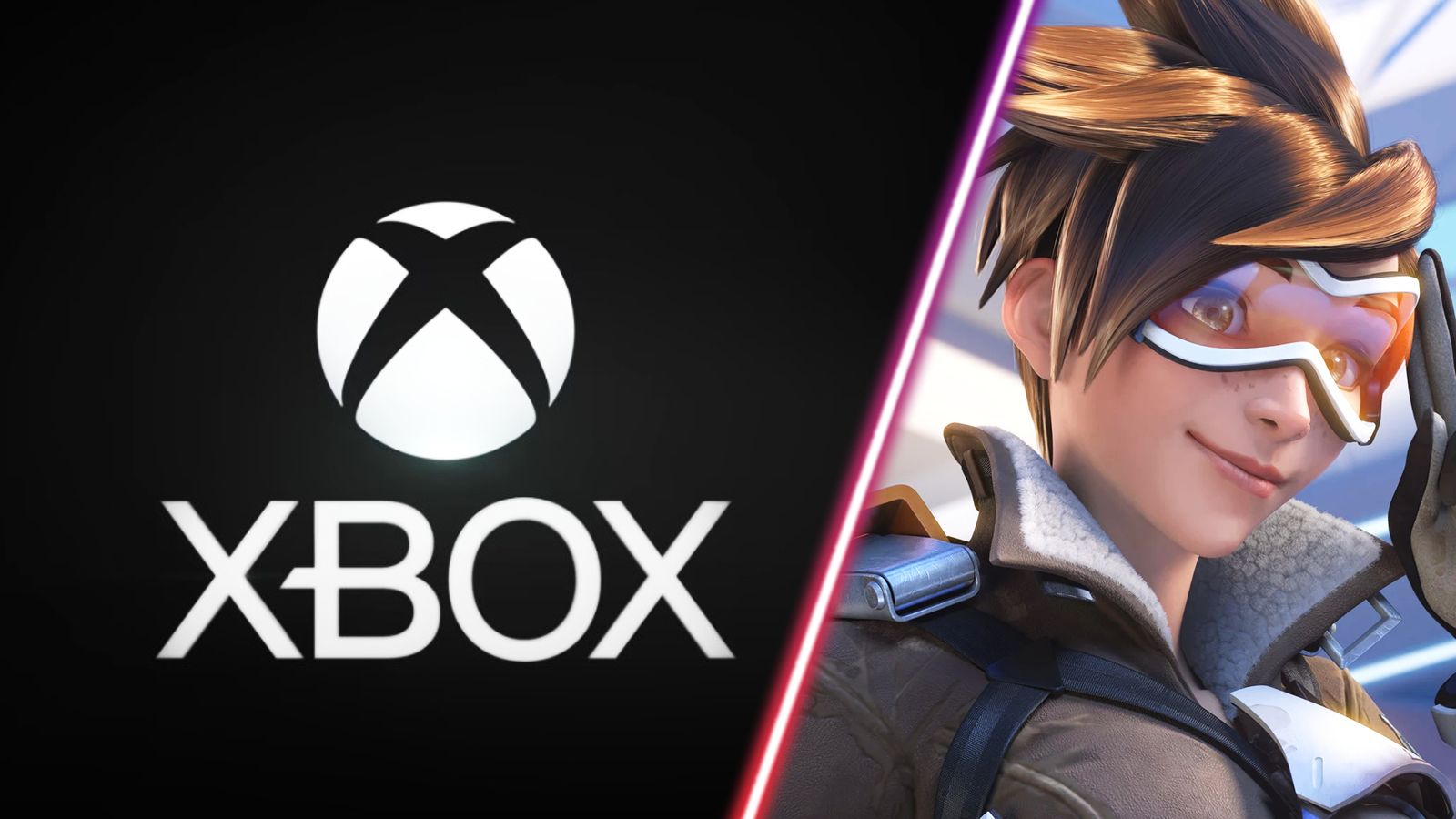 The Xbox logo alongside Overwatch 2's Tracer.