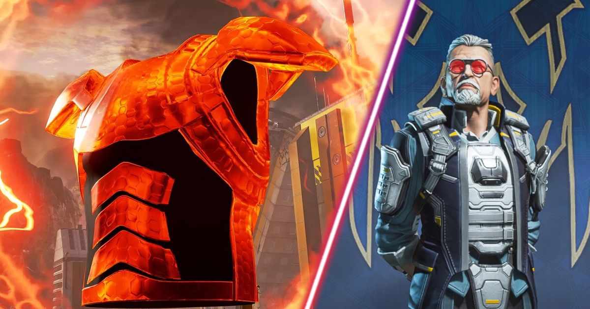 Apex Legends orange shield and Ballistic standing with hands behind back