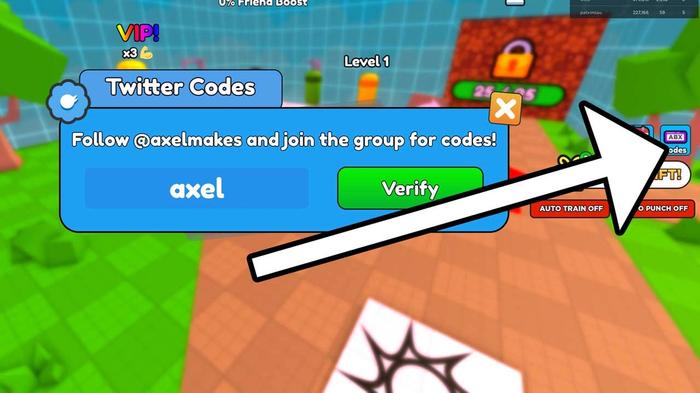 Using codes in Punch Wall Simulator on Roblox.