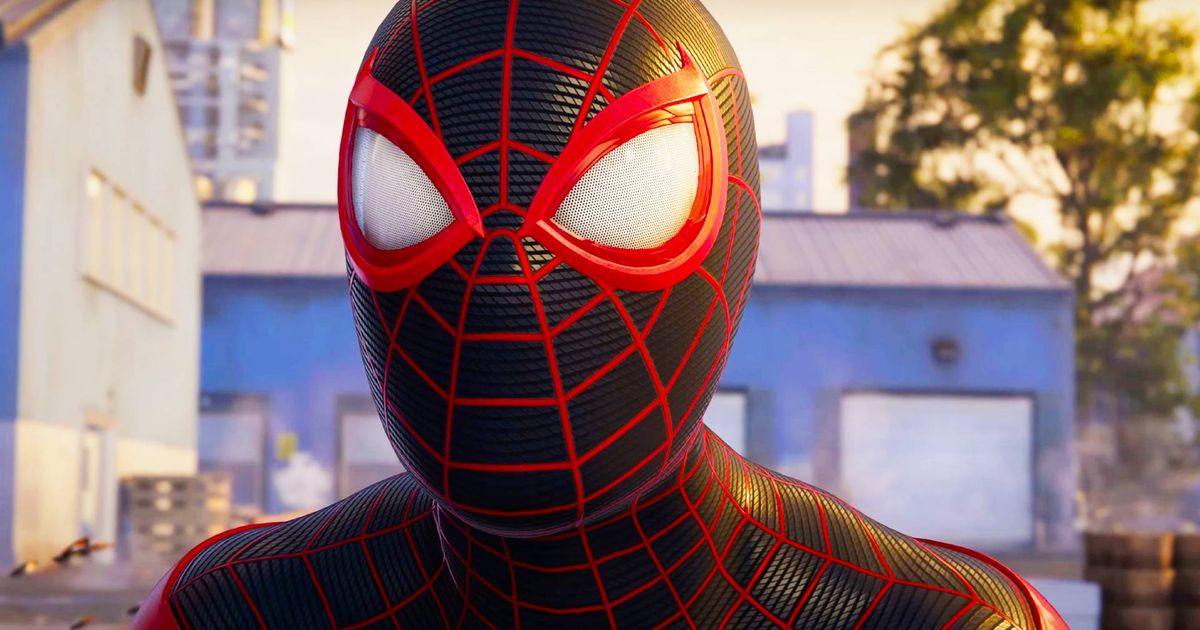 Close up of Miles Morales in his Spider-Man suit