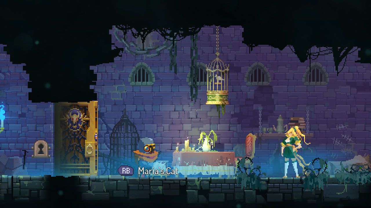 Claiming the Maria's Cat skill for free in the Dead Cells Return to Castlevania DLC.