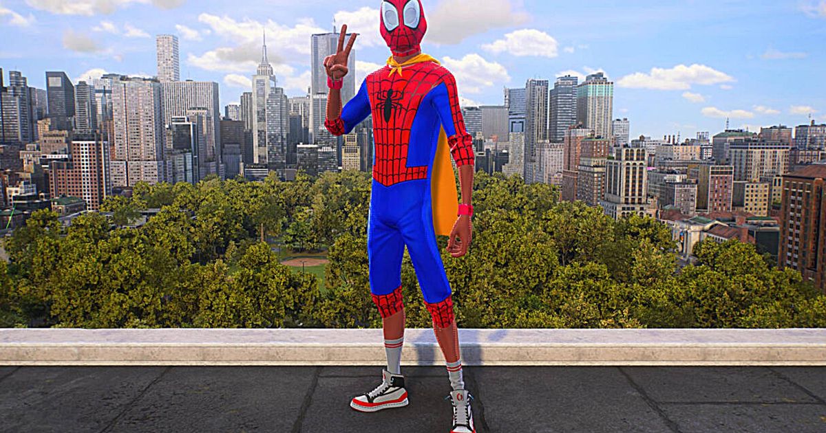 Miles wearing the SB suit from Into the Spider-Verse