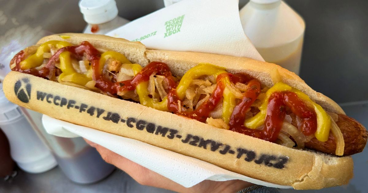 A hotdog with an Xbox Game Pass code printed on it