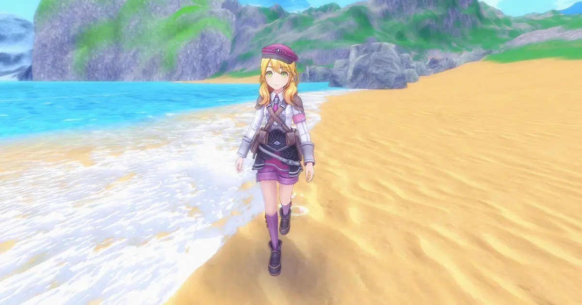 Image of Alice walking on a beach in Rune Factory 5.