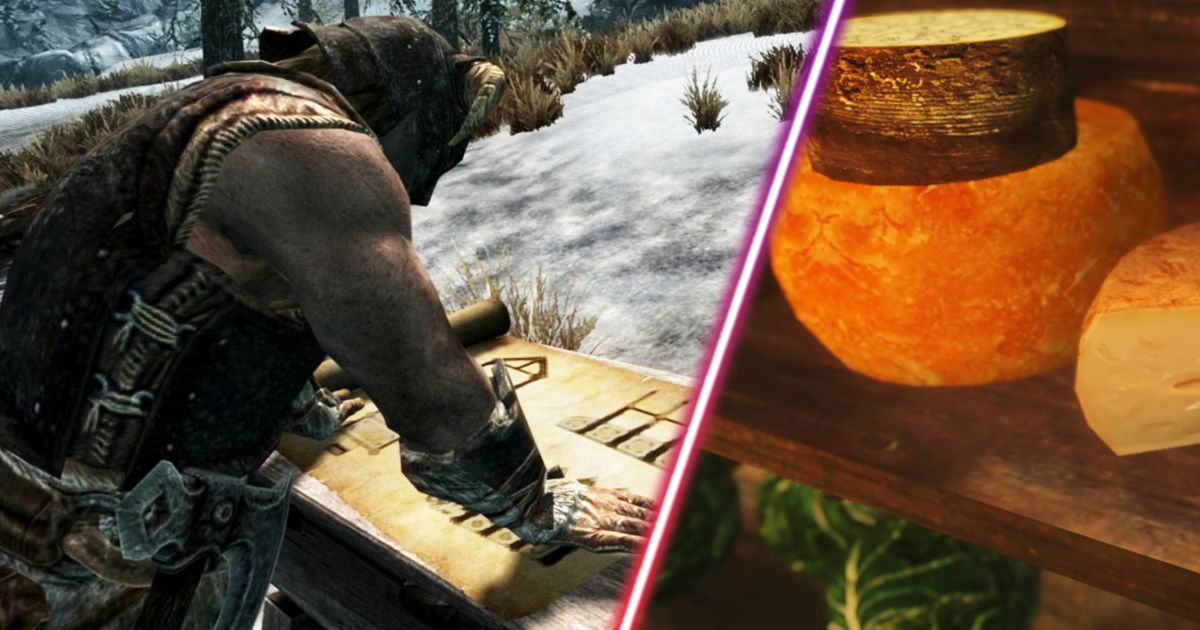 Some cheese wheels in Skyrim.