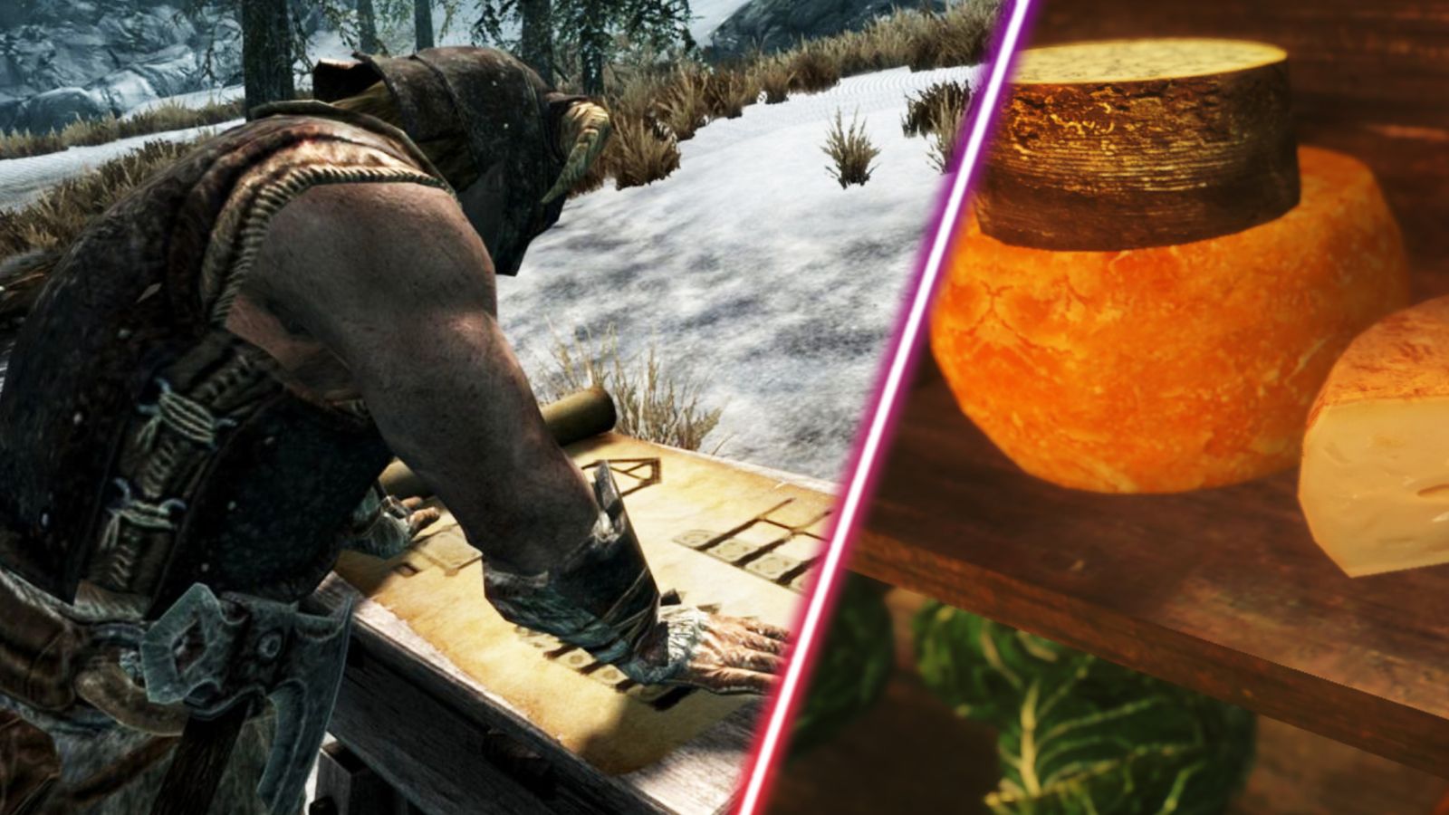 Some cheese wheels in Skyrim.